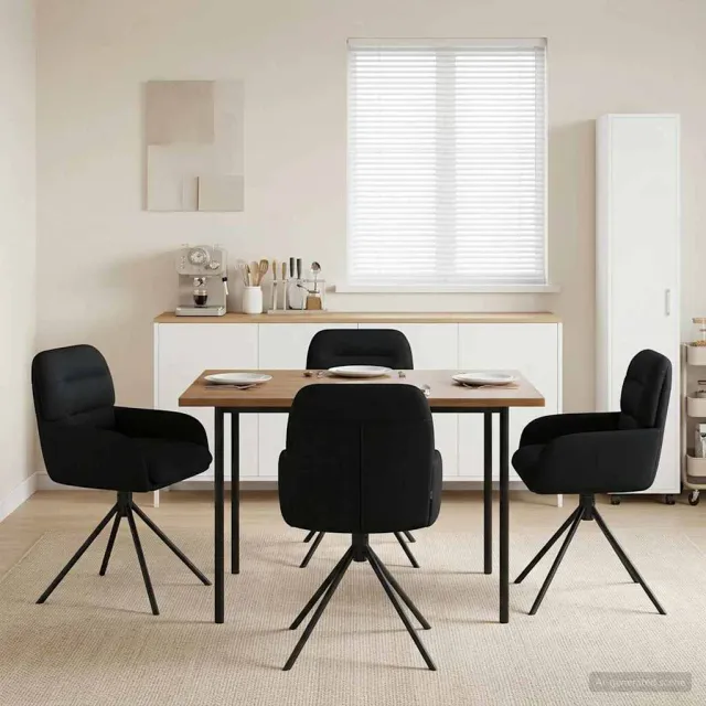 vidaXL Draai Eetstoelen 4 st Kunstleer Zwart 59 x 59,5 x 90 cm, foto 2