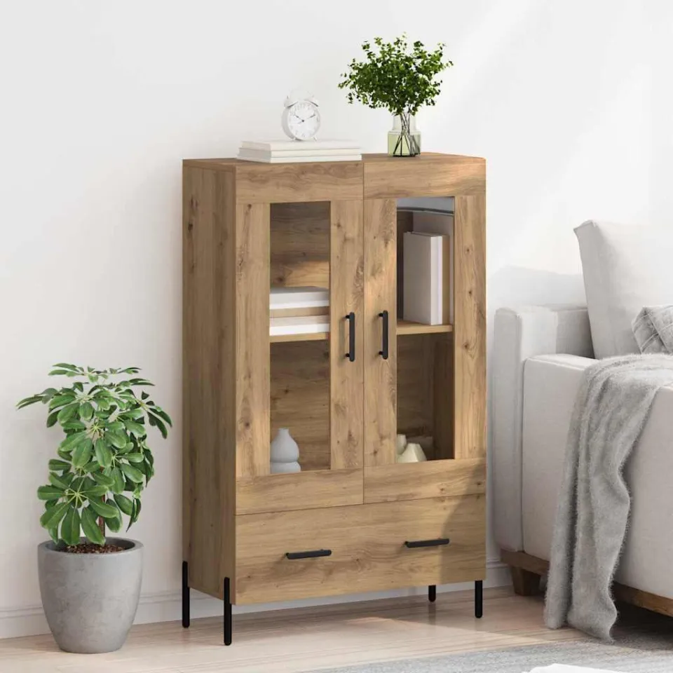 vidaXL Highboard CORONA Artisan Eiken 69,5 x 31 x 115 cm Bewerkt hout, foto 4
