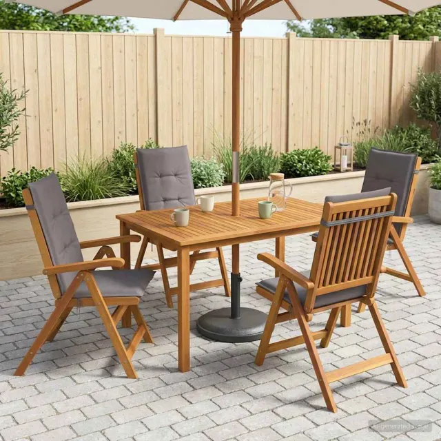 vidaXL 5-delige tuin eetset Naturel Massief Acaciahout, foto 2