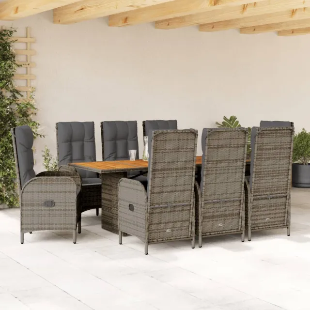 vidaXL 9-delige Tuinset met kussens poly rattan grijs, foto 2