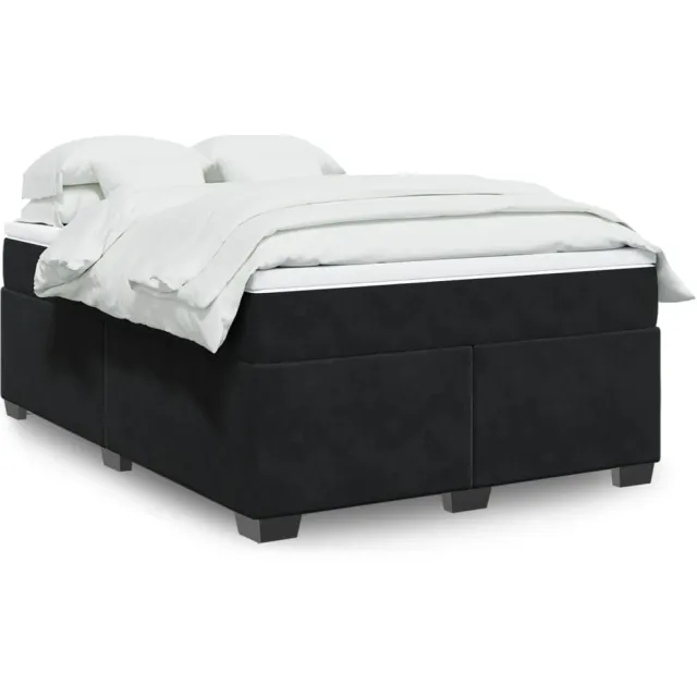 vidaXL Boxspring met matras fluweel zwart 160x200 cm