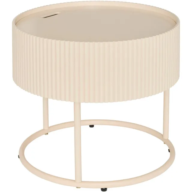 Atmosphera Juna Salontafel/Bijzettafel met opbergruimte - Ø45xH41cm - Beige