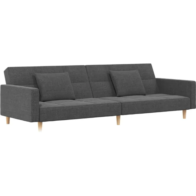 vidaXL Slaapbank - 2-zits - met - 2 - kussens - stof - lichtgrijs