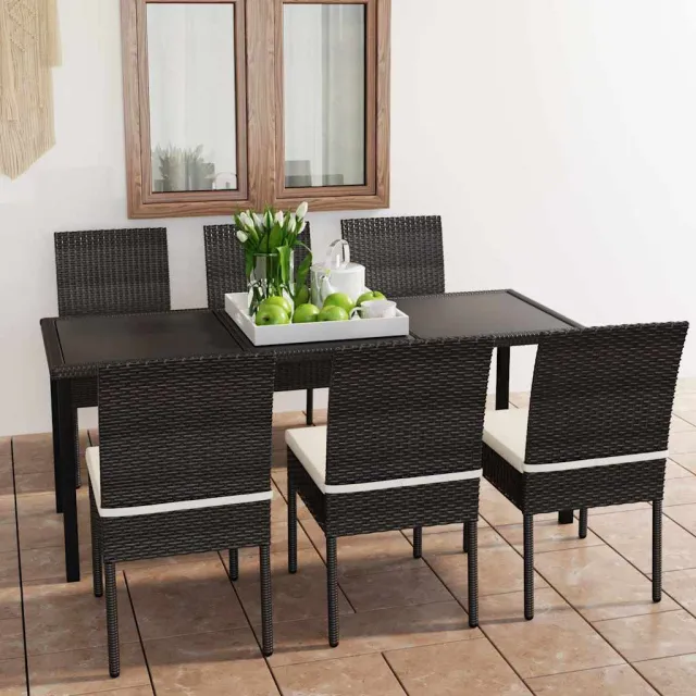 vidaXL 7-delige Tuinset poly rattan zwart, foto 2