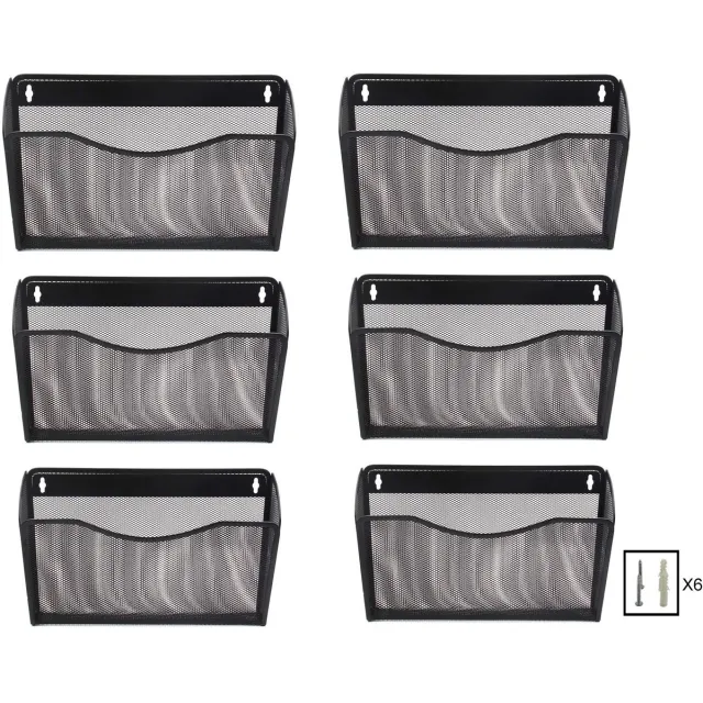 Ibenzoa Robuuste Metalen Wandorganizer – 6-delige Set voor Documenten en Tijdschriften zwart