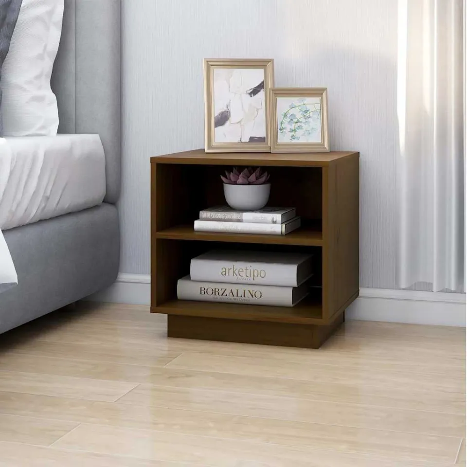 vidaXL Nachtkastjes 2 st 40x34x40 cm massief grenenhout honingbruin bruin, foto 4
