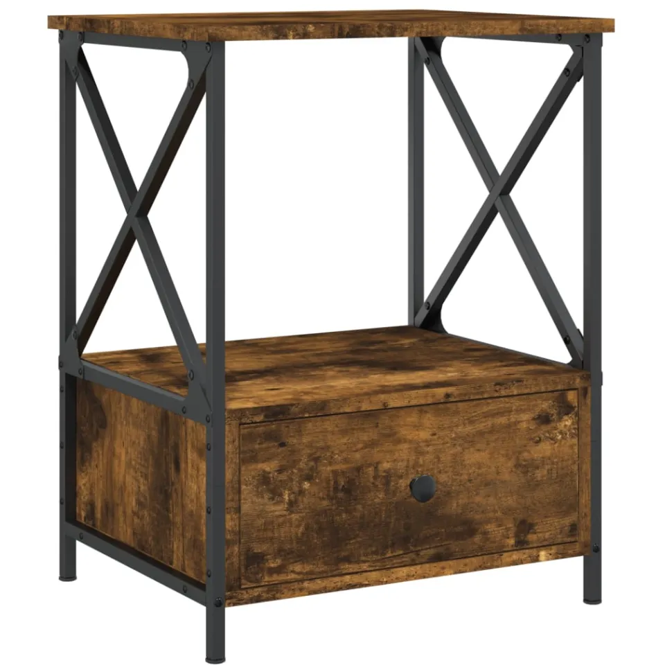 vidaXL Nachtkastjes 2 st 50x41x65 cm bewerkt hout gerookt eikenkleurig Bruin