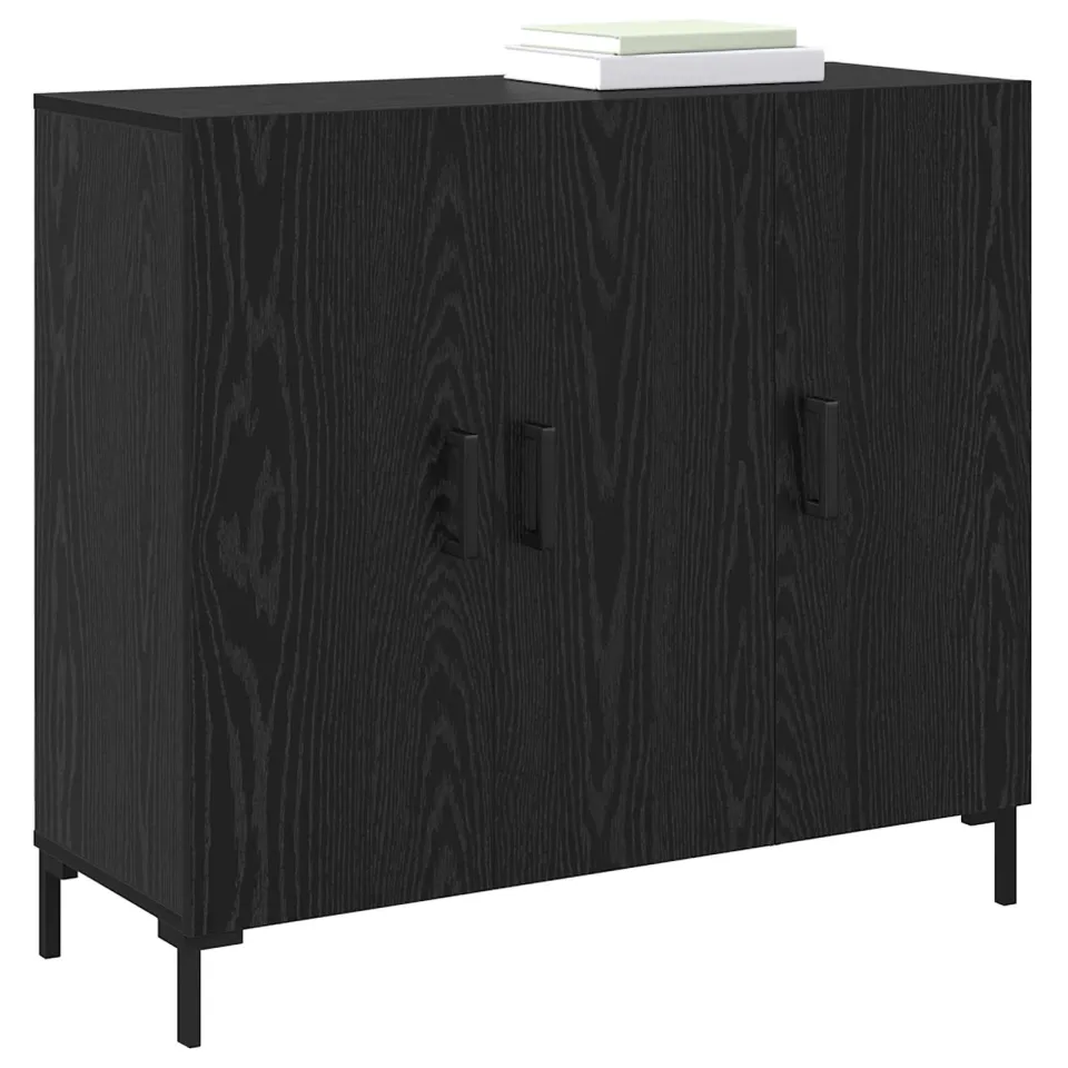 vidaXL Dressoir Zwart Eiken 90 x 34 x 80 cm Bewerkt hout