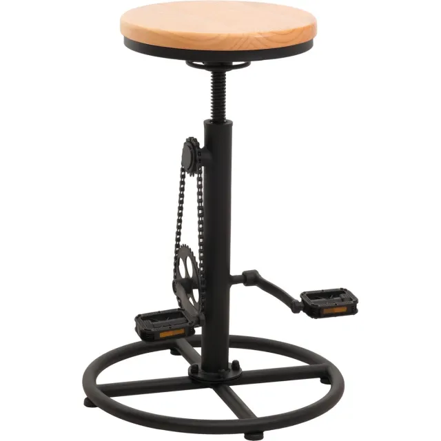MCW Barkruk MCW-N19, barkruk counter stool, in hoogte verstelbaar draaibare voetensteun industrieel metaal massief hout ~ natuur