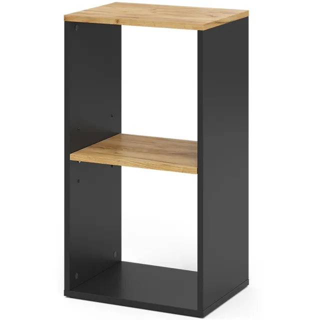 Vicco Tomy Boekenplank – 40 x 74 cm met 2 open vakken Antraciet/gouden eik Antraciet/Goudkleurig Eiken