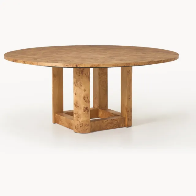 Westwing Collection Ronde houten eettafel Edward, in verschillende formaten Beige