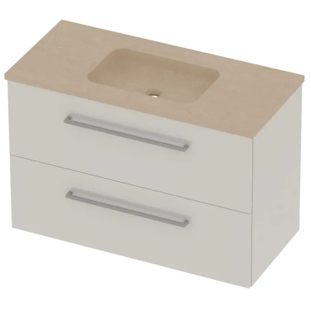 Basic-Line Rocky 46 Badmeubelset Hardsteen Midden 100x46x62 cm Ice White Sand Stone Beige