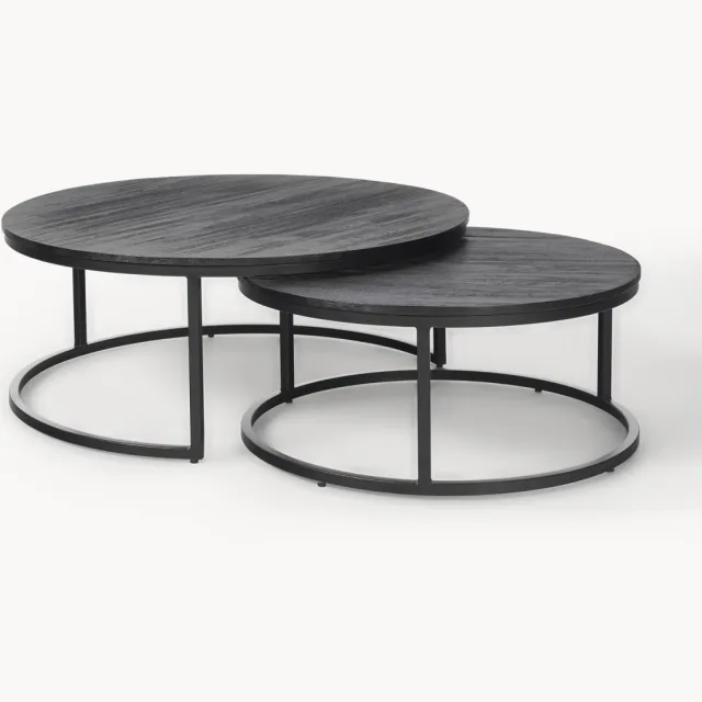 Westwing Collection Ronde salontafels Andrew van mangohout, 2-delig Zwart