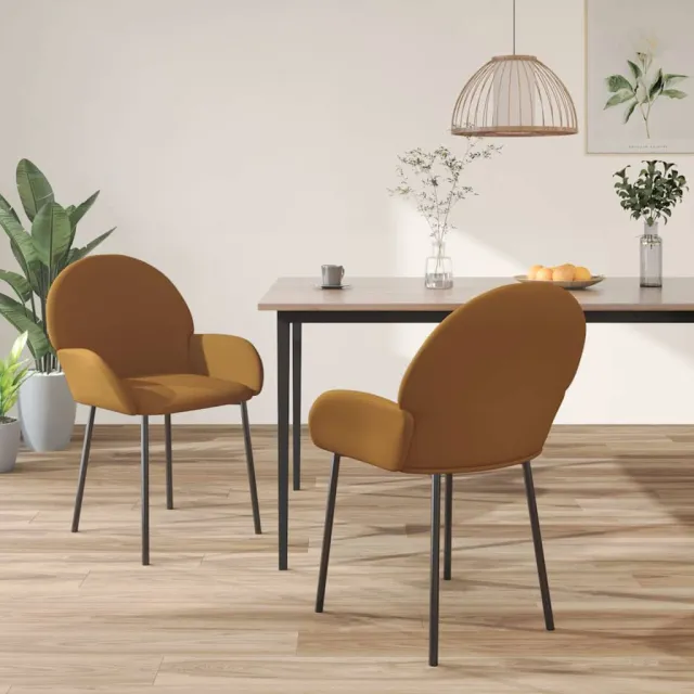 vidaXL Eetkamerstoelen 2 st fluweel bruin, foto 2