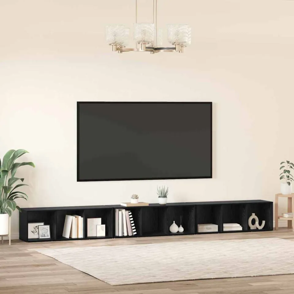 vidaXL Tv-meubelset 3 st 37 x 35 x 107 cm Zwart Eiken, foto 4