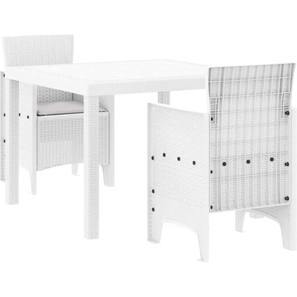 vidaXL Tuin Eetset 3 st Wit Polypropyleen
