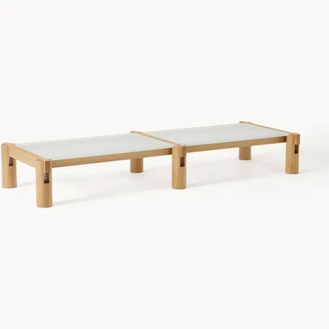 Westwing Collection Salontafel Rory van eikenhout met glazen tafelblad, B 206 cm Transparant