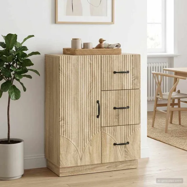 vidaXL Dressoir met lade Sonoma Eiken 66 x 34,5 x 87 cm Bewerkt hout Bruin
