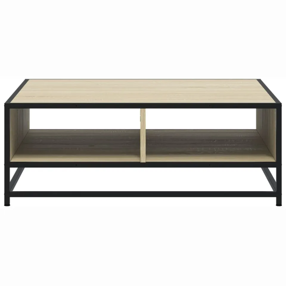 vidaXL Salontafel 80x80x30 cm bewerkt hout en metaal sonoma eikenkleur, foto 4