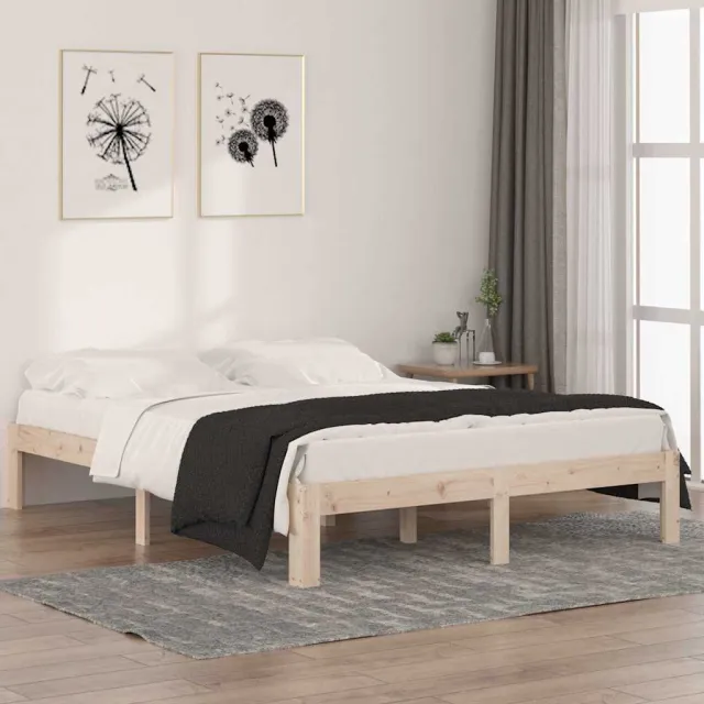 vidaXL Bedframe massief grenenhout 140x190 cm bruin