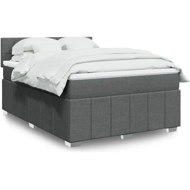 vidaXL Boxspring met matras stof donkergrijs 140x190 cm grijs