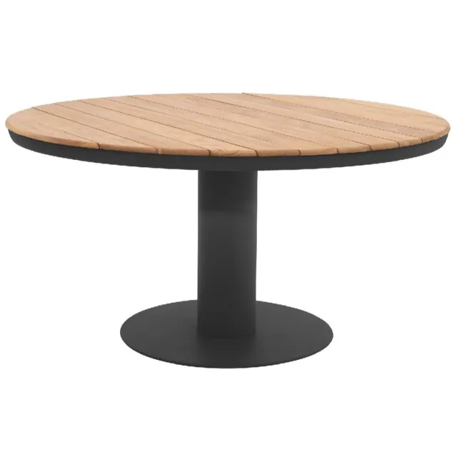 AVH Premium Collection Palazzo dining tafel Ø160xH75 cm teak aluminium antraciet Antraciet, Bruin / Terre