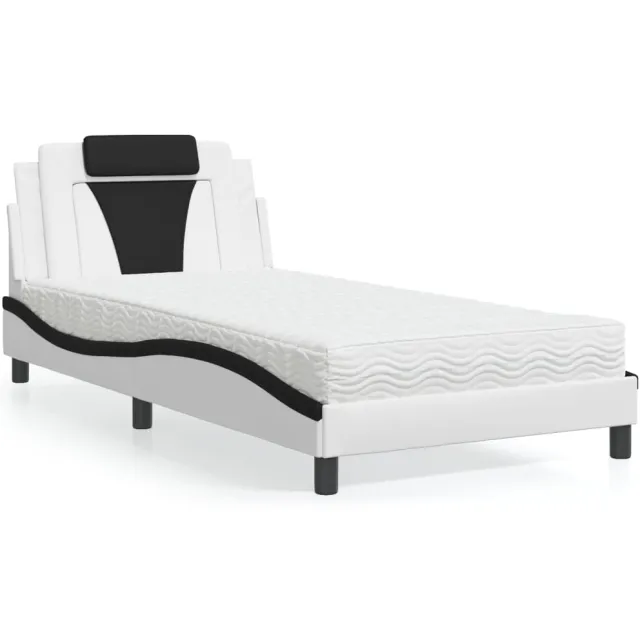 vidaXL Bed "Viana" met matras kunstleer wit en zwart 100x200 cm