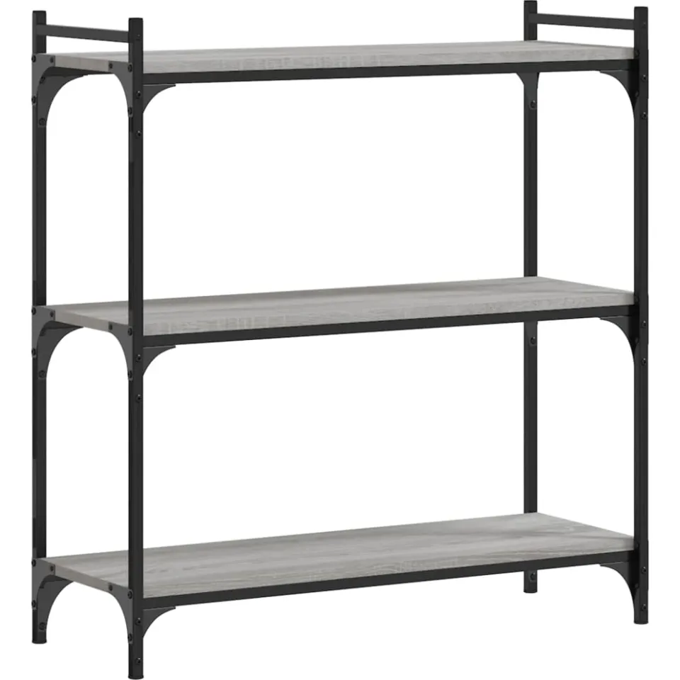 vidaXL Boekenkast 3-laags 80x30x86 cm bewerkt hout grijs sonoma, foto 3