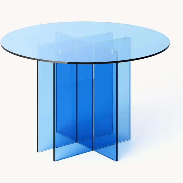 Westwing Collection Ronde glazen eettafel Anouk, in verschillende formaten Transparant, Blauw