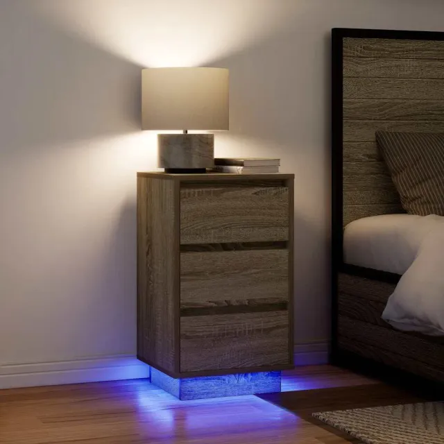 vidaXL Nachtkastje met led-verlichting 38x34x65 cm sonoma eikenkleurig, foto 2