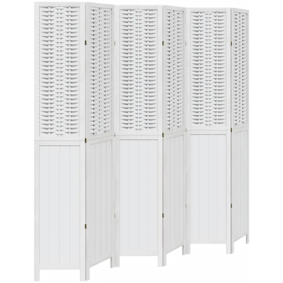 vidaXL Kamerscherm met 6 panelen massief paulowniahout wit