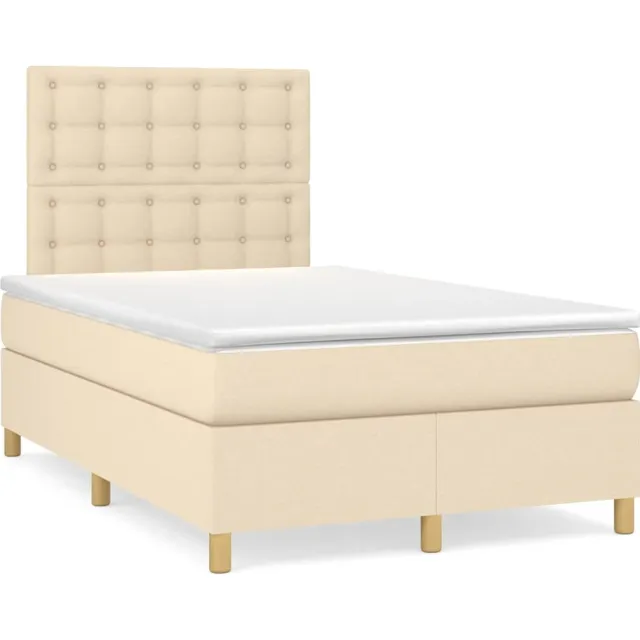 vidaXL Boxspring met matras stof crèmekleurig 120x190 cm