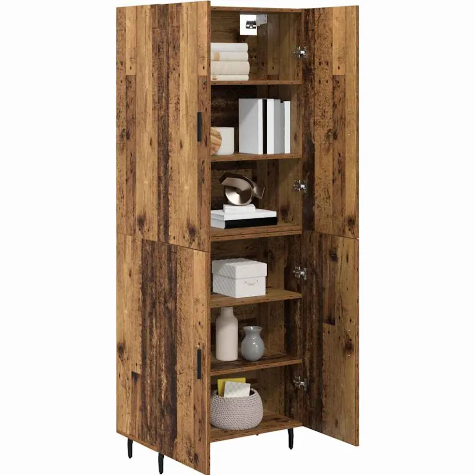 vidaXL Hoge kast 2 st Oud Hout 69,5 x 34 x 180 cm Bewerkt hout Bruin