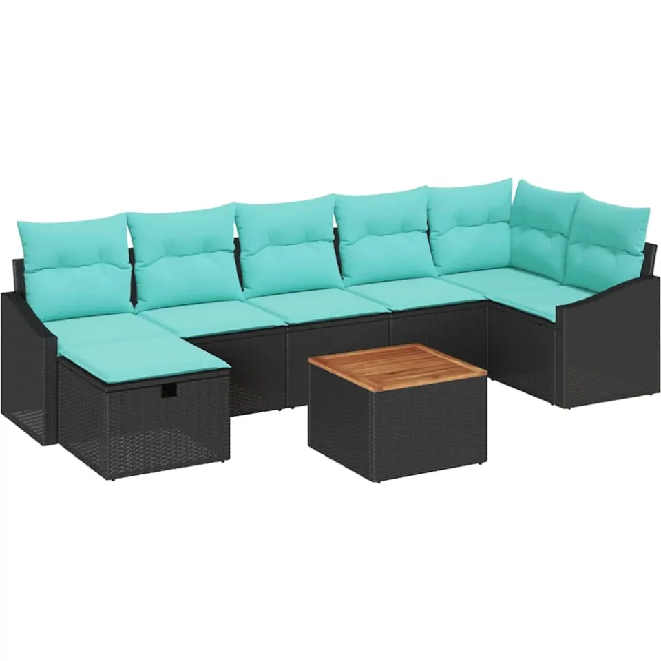 vidaXL Tuinbankenset 8 st Zwart poly rattan