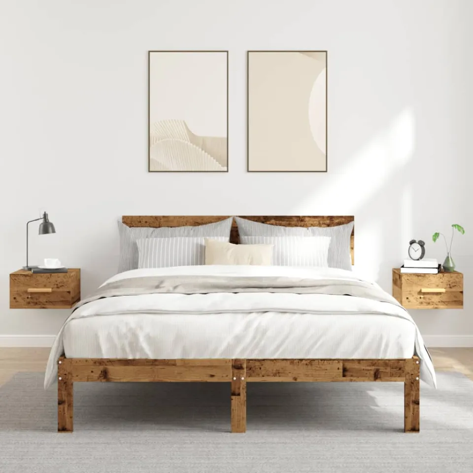 vidaXL Nachtkastjes 2 st wandgemonteerd 35x35x20 cm oud houtkleurig bruin, foto 2