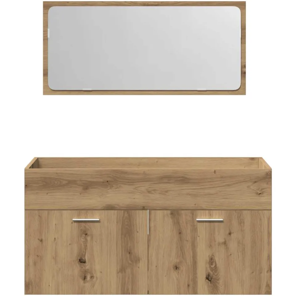 vidaXL Badkamerkast met spiegel bewerkt hout artisanaal eikenkleurig Bruin