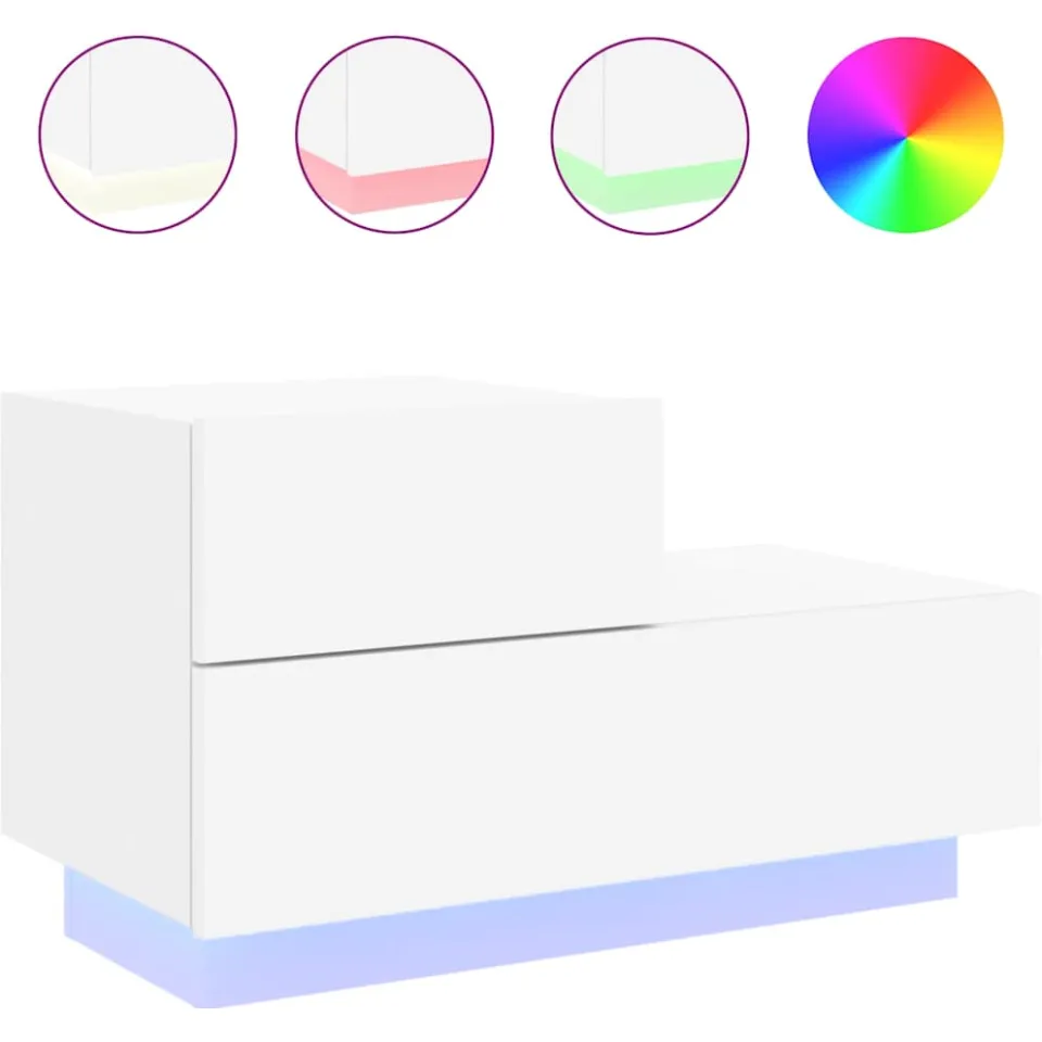 vidaXL Nachtkastje met LED-verlichting 70x36x40,5 cm wit, foto 3