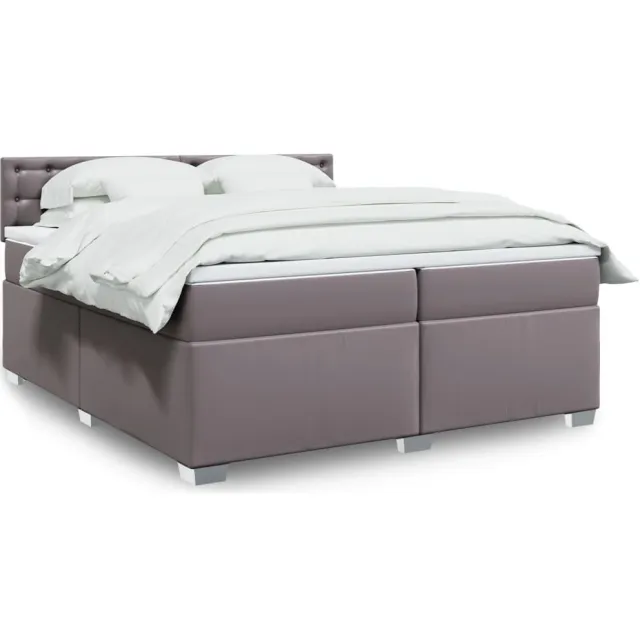 vidaXL Boxspring met matras kunstleer grijs 200x200 cm