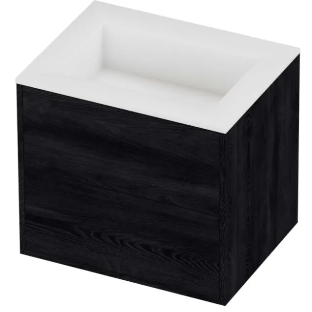 Proline Aristo Badmeubelset Polystone Elegant In Kader 60x46x54 cm Mat White Black Oak Eiken