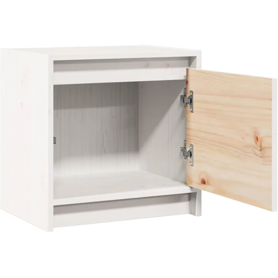 vidaXL Nachtkastjes 2 st 40x30,5x40 cm massief grenenhout wit, foto 4