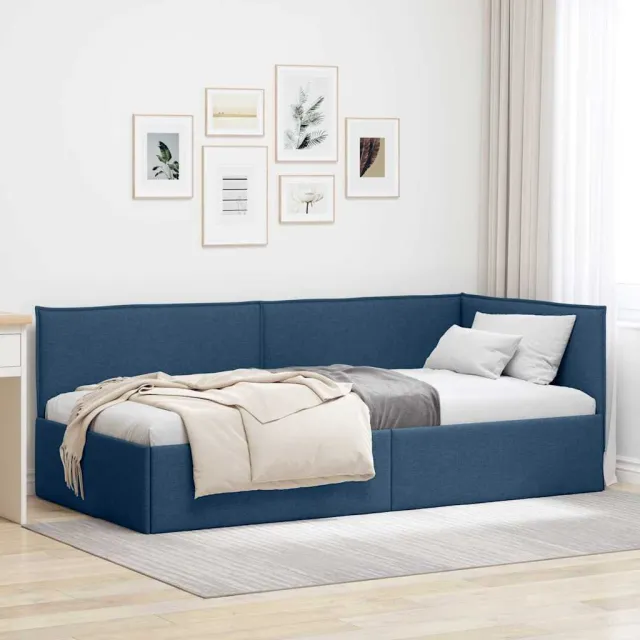 vidaXL Hoekbedframe Blauw 90 x 200 cm Stof