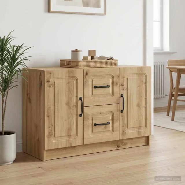 vidaXL Dressoir Artisanaal eiken 89 x 34,5 x 57 cm Bewerkt hout Bruin