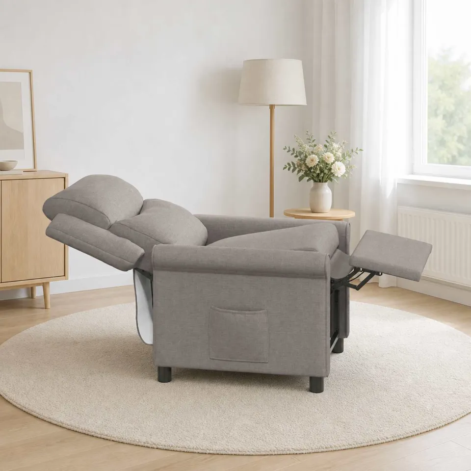 vidaXL Ligstoel Taupe 69 x 93 x 102 cm Stof, foto 3