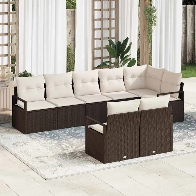 vidaXL Bankstel 8 st Bruin poly rattan, foto 2