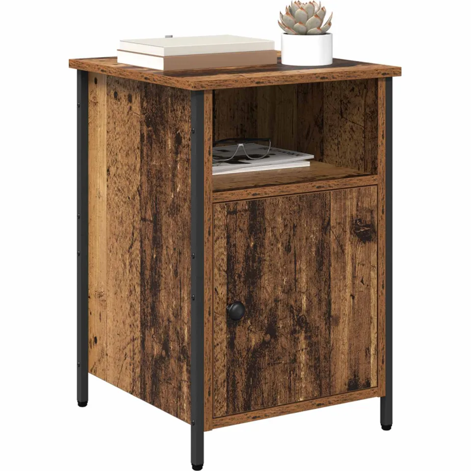 vidaXL Nachtkastje Oudhout 40 x 42 x 60 cm Bewerkt hout bruin