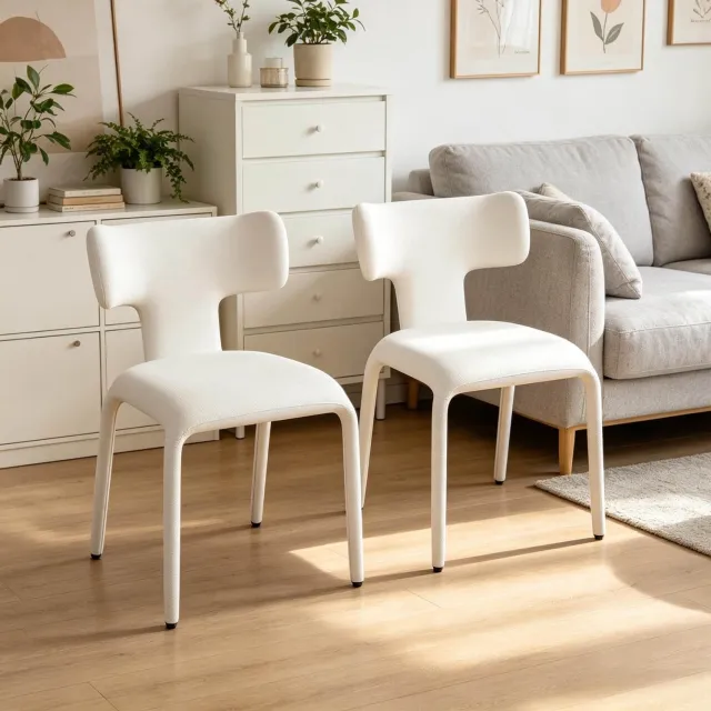 CHICFURN Bureaustoel - Gebogen rug - Zonder armleuningen - Apricot Cream Crèmekleurig