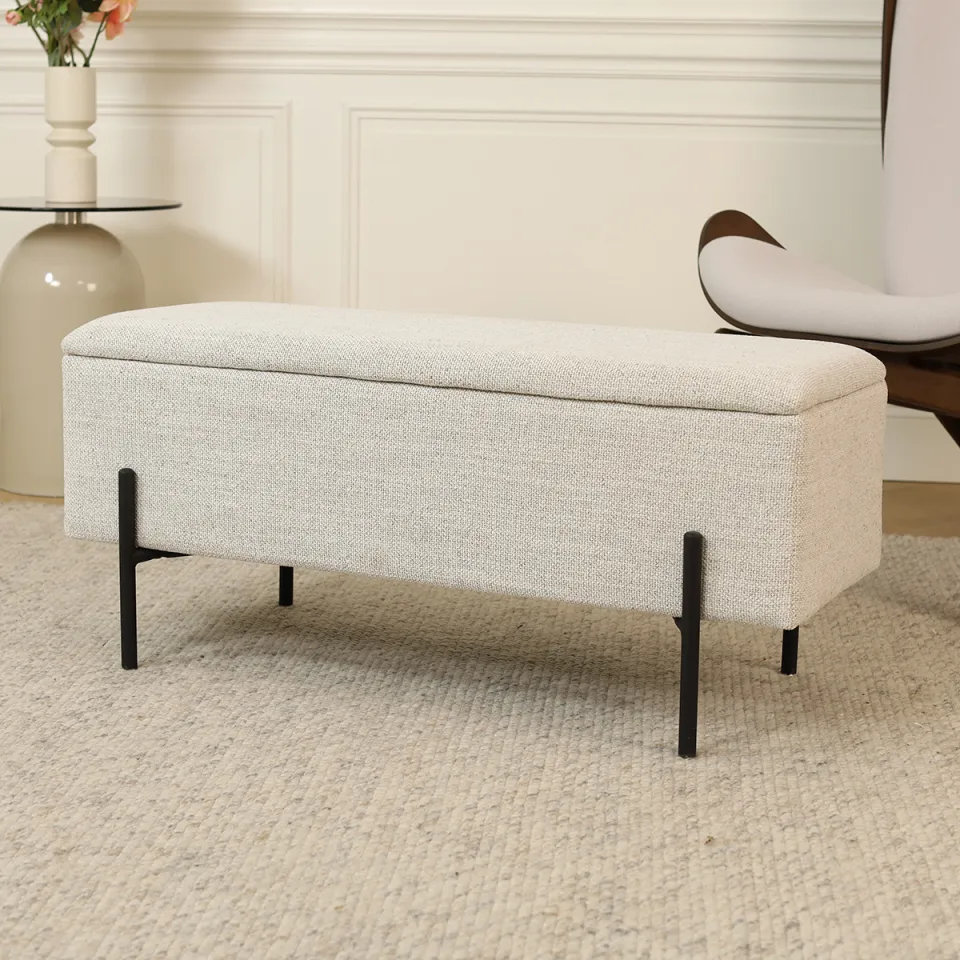 Nolon Jente bankje met opbergruimte beige melange - 95 x 37 cm