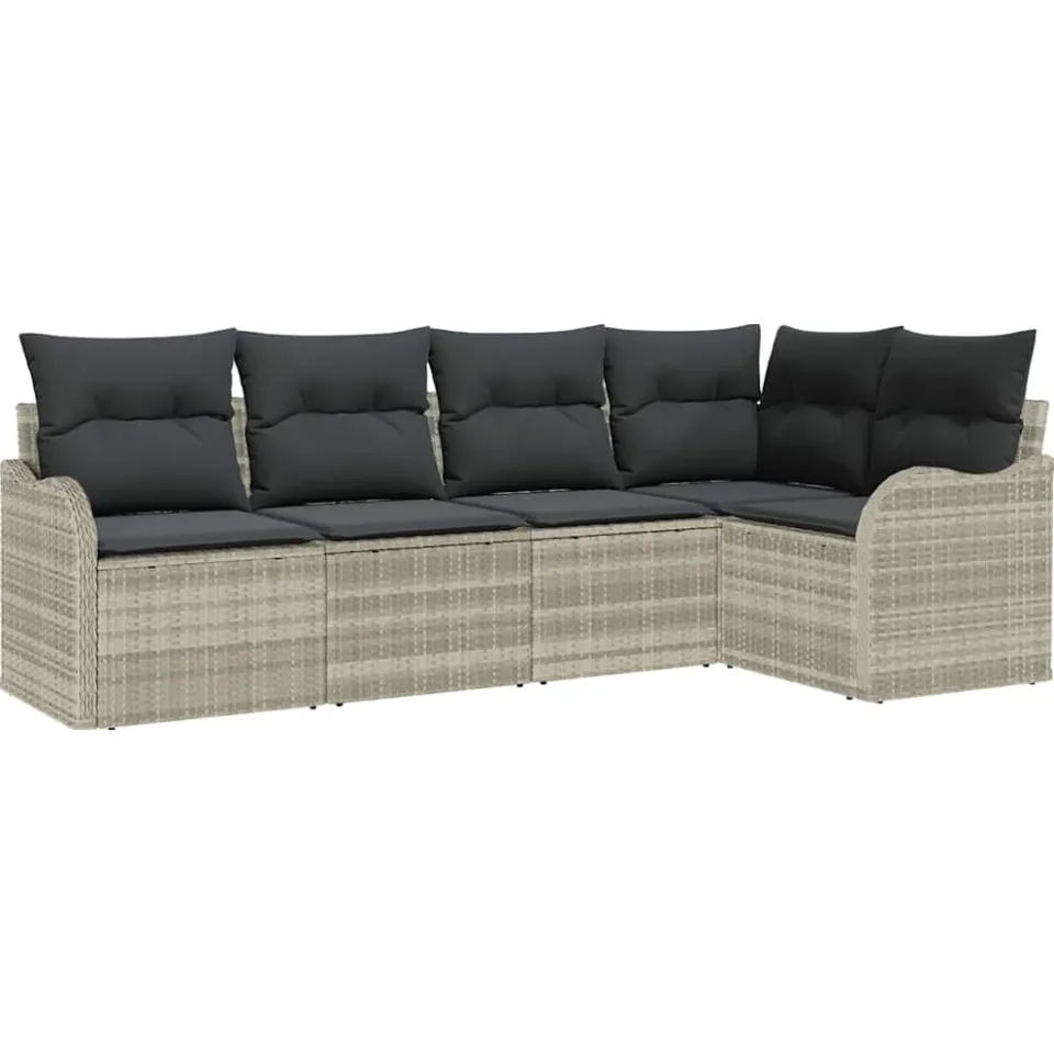 vidaXL Tuin Sofa Set 5 st Lichtgrijs poly rattan