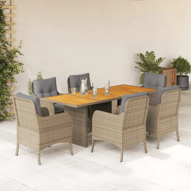 vidaXL 7-delige Tuinset met kussens poly rattan beige, foto 2