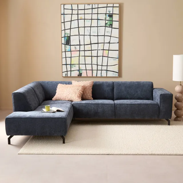 NOUS Living hoekbank links Brent Blauw
